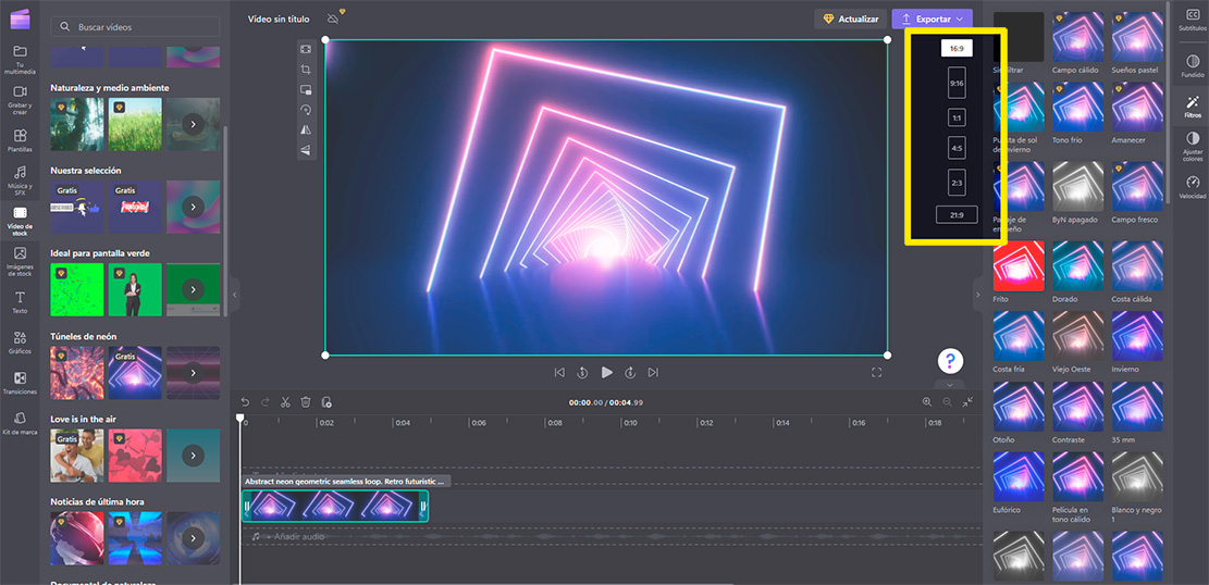 Mejor editor de video online y gratis clipchamp foto3
